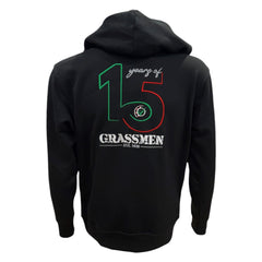 "15 Years of GRASSMEN" Adults Black Anniversary Hoodie