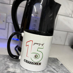 "15 Years of GRASSMEN" Anniversary Two Toned White Ceramic Mug