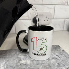 "15 Years of GRASSMEN" Anniversary Two Toned White Ceramic Mug