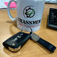 15 Years of GRASSMEN engraved Leather Strap Keyring