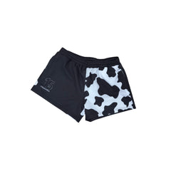 GRASSMEN Black & White Cow Print - Kids Unisex Harlequin Two Toned Shorts