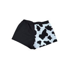 GRASSMEN Black & White Cow Print - Kids Unisex Harlequin Two Toned Shorts