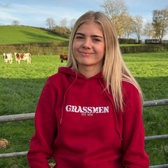 "GRASSMEN" LUX. Unisex Adults Hoodie Ruby Red