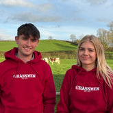 "GRASSMEN" LUX. Unisex Adults Hoodie Ruby Red