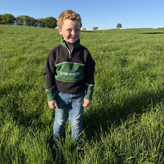GRASSMEN Black, Green & White - Kids Unisex Cotton Quarter Zip
