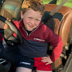 GRASSMEN Red & Navy - Kids Unisex Harlequin Two Toned Shorts