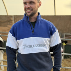 GRASSMEN Blue, White & Navy - Adults Unisex Cotton Quarter Zip