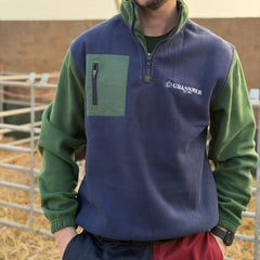 GRASSMEN Green/Navy Adults Sherpa Quarter Zip Fleece (OVERSIZED FITMENT)