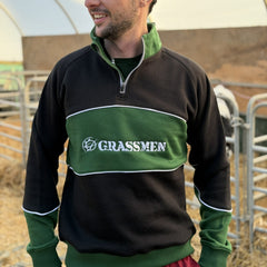 GRASSMEN Black, Green & White - Adults Unisex Cotton Quarter Zip