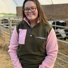GRASSMEN Green/Pink Adults Sherpa Quarter Zip Fleece (OVERSIZED FITMENT)