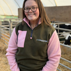 GRASSMEN Green/Pink Adults Sherpa Quarter Zip Fleece (OVERSIZED FITMENT)