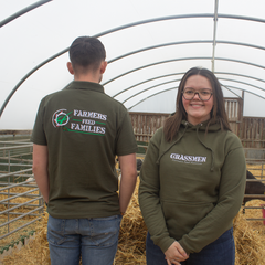 "Farmers Feed Families" Adults Khaki Green Hoodie