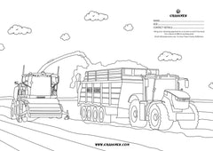 "Harvester & JCB Fastrac" Colouring Page