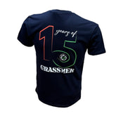 "15 Years of GRASSMEN" Adults Unisex Navy Anniversary T-Shirt