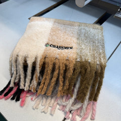 "GRASSMEN" Fluffy Check Scarf