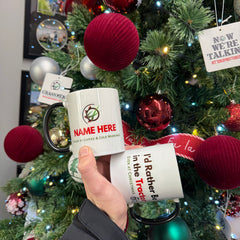 Personalised Novelty Christmas Mug "I'd Rather Be in the Tractor - Even at Christmas" Two Toned White Ceramic Mug