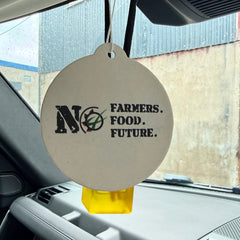 "No Farmers. No Food. No Future." Hanging Airfreshner - Scent Cool Water