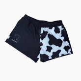 GRASSMEN Black & White Cow Print - Adult Unisex Harlequin Two Toned Shorts