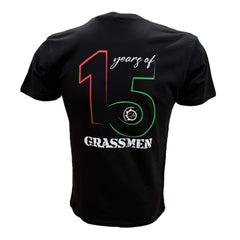 "15 Years of GRASSMEN" Adults Unisex Black Anniversary T-Shirt