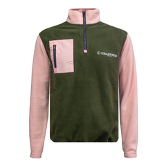 GRASSMEN Green/Pink Adults Sherpa Quarter Zip Fleece (OVERSIZED FITMENT)