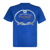 "Held together with TWINE and a prayer" Novelty Adults Royal Blue T-Shirt