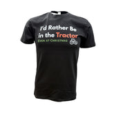 Novelty T-Shirt "I'd Rather be in the Tractor - Even at Christmas" Adults Black Anniversary T-Shirt