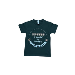 "School is important but farming is IMPORTANTER" Novelty Kids Bottle Green T-Shirt