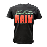 "Hay Cut, Hay Raked, Hay Dried, Baler Ready - RAIN" Novelty Adults Black T-Shirt
