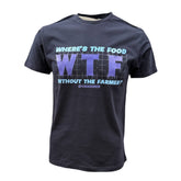 "WTF - Where's the Food without the Farmer" Novelty Adults Navy T-Shirt
