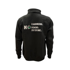 "No Farmers. No Food. No Future." Adults Black Pro 1/4 Zip Sweatshirt