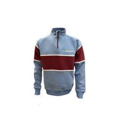 GRASSMEN Sky Blue, Burgundy & White - Kids Unisex Cotton Quarter Zip