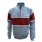 GRASSMEN Sky Blue, Burgundy & White - Adults Unisex Cotton Quarter Zip