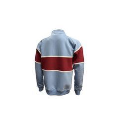 GRASSMEN Sky Blue, Burgundy & White - Kids Unisex Cotton Quarter Zip