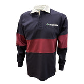 "GRASSMEN" LUX. Unisex Adults Panelled Rugby Top Navy/Burgundy