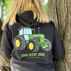 "GRASSMEN" John Deere 3650 Baby Donkey" Kids Black Hoodie