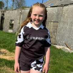 GRASSMEN Black & White Cow Print - Kids Unisex Rugby Top