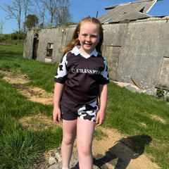 GRASSMEN Black & White Cow Print - Kids Unisex Rugby Top