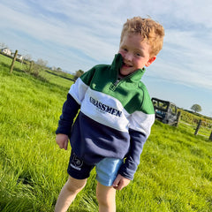 GRASSMEN Sky Blue & Navy - Kids Unisex Harlequin Two Toned Shorts