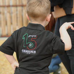 "15 Years of GRASSMEN" Kids Black Anniversary Polo Shirt