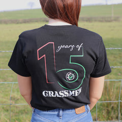 "15 Years of GRASSMEN" Adults Unisex Black Anniversary T-Shirt