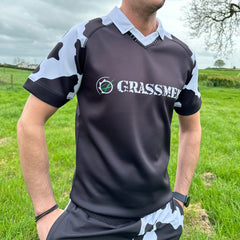 GRASSMEN Black & White Cow Print - Adults Unisex Rugby Top