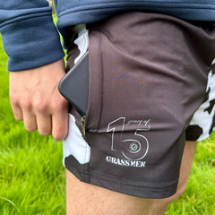 GRASSMEN Black & White Cow Print - Adult Unisex Harlequin Two Toned Shorts