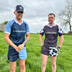 GRASSMEN Sky Blue, Navy & White - Adults Unisex Rugby Top