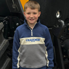 GRASSMEN Navy Heritage Kids Unisex Cotton 1/4 Zip