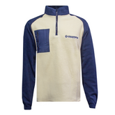 GRASSMEN Cream/Navy Adults Sherpa Quarter Zip Fleece (OVERSIZED FITMENT)
