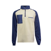 GRASSMEN Cream/Navy Kids Sherpa Quarter Zip Fleece