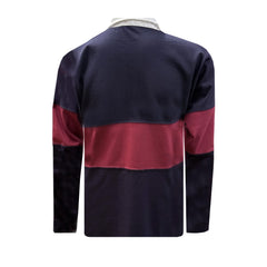 "GRASSMEN" LUX. Unisex Adults Panelled Rugby Top Navy/Burgundy