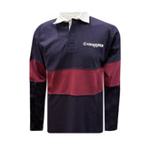 "GRASSMEN" LUX. Unisex Adults Panelled Rugby Top Navy/Burgundy