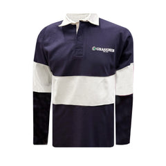 "GRASSMEN" LUX. Unisex Adults Panelled Rugby Top Navy/White