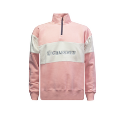 GRASSMEN Pink & White - Kids Unisex Cotton Quarter Zip